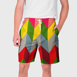 Шорты на шнурке мужские Разноцветный ромбический абстрактный паттерн, цвет: 3D-принт