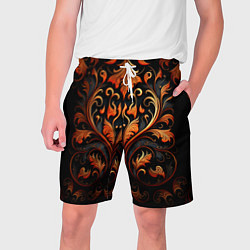 Шорты на шнурке мужские Огненные узоры, цвет: 3D-принт