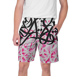 Шорты на шнурке мужские Черно-розовая каллиграфия, цвет: 3D-принт