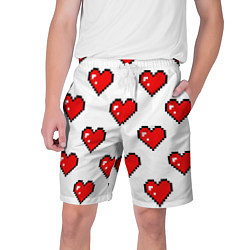 Шорты на шнурке мужские Сердца в стиле пиксель-арт, цвет: 3D-принт