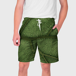 Шорты на шнурке мужские Текстура зелёной листы, цвет: 3D-принт