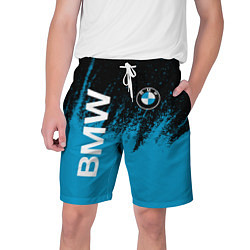Шорты на шнурке мужские Bmw голубые брызги, цвет: 3D-принт