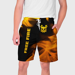 Шорты на шнурке мужские Free Fire - gold gradient: надпись, символ, цвет: 3D-принт