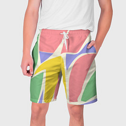 Шорты на шнурке мужские Абстрактные разноцветные фигуры, цвет: 3D-принт