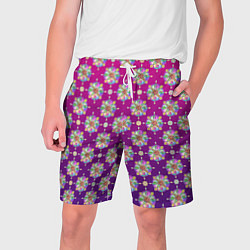 Мужские шорты Абстрактные разноцветные узоры на пурпурно-фиолето