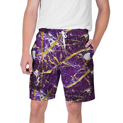 Шорты на шнурке мужские Фиолетовые и золотые блестки, цвет: 3D-принт