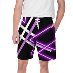 Шорты на шнурке мужские Фиолетовые полоски с неоном, цвет: 3D-принт