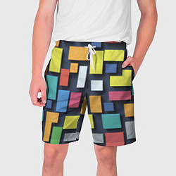 Шорты на шнурке мужские Тетрис цветные кубики, цвет: 3D-принт
