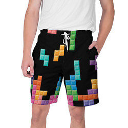 Шорты на шнурке мужские Тетрис падающие блоки, цвет: 3D-принт