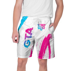 Мужские шорты GTA neon gradient style: надпись, символ