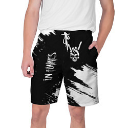 Шорты на шнурке мужские In Flames и рок символ на темном фоне, цвет: 3D-принт