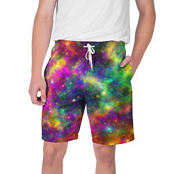 Шорты на шнурке мужские Яркий неоновый космос, цвет: 3D-принт