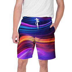 Шорты на шнурке мужские Волнистые неоновые линии, цвет: 3D-принт