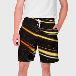 Шорты на шнурке мужские Золотые плавные линии, цвет: 3D-принт