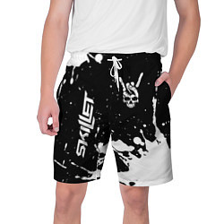 Шорты на шнурке мужские Skillet и рок символ на темном фоне, цвет: 3D-принт