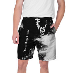Шорты на шнурке мужские Three Days Grace и рок символ на темном фоне, цвет: 3D-принт