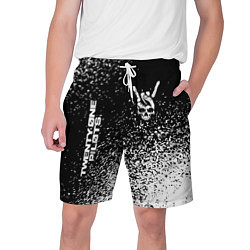 Мужские шорты Twenty One Pilots и рок символ на темном фоне