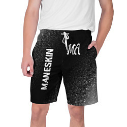 Мужские шорты Maneskin glitch на темном фоне: надпись, символ
