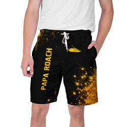 Шорты на шнурке мужские Papa Roach - gold gradient: надпись, символ, цвет: 3D-принт