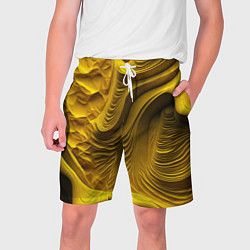 Шорты на шнурке мужские Объемная желтая текстура, цвет: 3D-принт