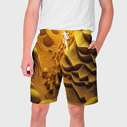 Шорты на шнурке мужские Желтая объемная абстракция, цвет: 3D-принт