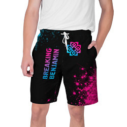 Мужские шорты Breaking Benjamin - neon gradient: надпись, символ