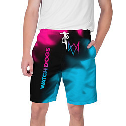 Мужские шорты Watch Dogs - neon gradient: надпись, символ