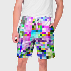 Шорты на шнурке мужские Пиксельная яркая абстракция, цвет: 3D-принт
