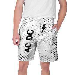 Мужские шорты AC DC glitch на светлом фоне: надпись, символ