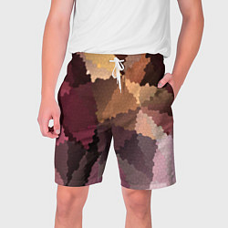 Шорты на шнурке мужские Мозаика в коричнево-розовых тонах, цвет: 3D-принт