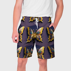 Шорты на шнурке мужские Золотая бабочка паттерн, цвет: 3D-принт