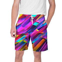 Шорты на шнурке мужские Неоновые разноцветные пластины, цвет: 3D-принт