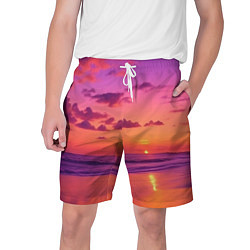 Шорты на шнурке мужские Пляж vice city, цвет: 3D-принт