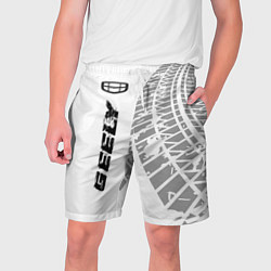 Шорты на шнурке мужские Geely speed на светлом фоне со следами шин: по-вер, цвет: 3D-принт