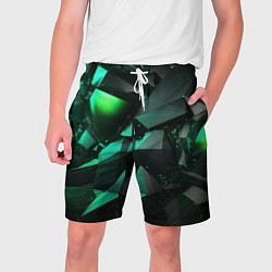 Шорты на шнурке мужские Зеленые абстрактные объекты, цвет: 3D-принт