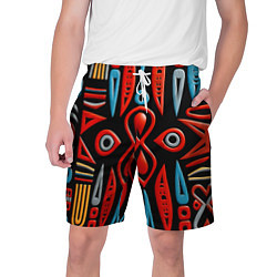 Мужские шорты Красно-синий узор в африканском стиле