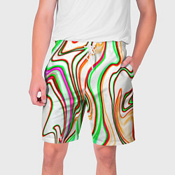 Шорты на шнурке мужские Разноцветные волнистые линии абстракция, цвет: 3D-принт