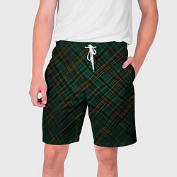 Мужские шорты Тёмно-зелёная диагональная клетка в шотландском ст