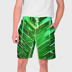 Мужские шорты Зелёные неон полосы киберпанк