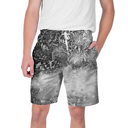 Шорты на шнурке мужские Серый лёд и снежинки, цвет: 3D-принт