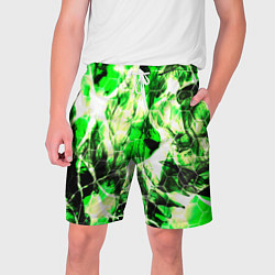 Шорты на шнурке мужские Зелёные узоры джунгли, цвет: 3D-принт