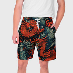 Шорты на шнурке мужские Красный и серый дракон, цвет: 3D-принт