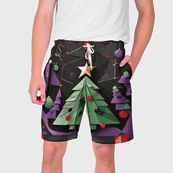 Шорты на шнурке мужские Оригамная елка, цвет: 3D-принт