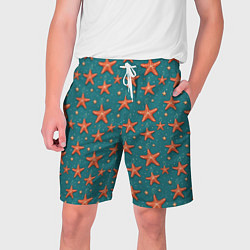 Шорты на шнурке мужские Морские звезды тоже хотят на ёлку, цвет: 3D-принт