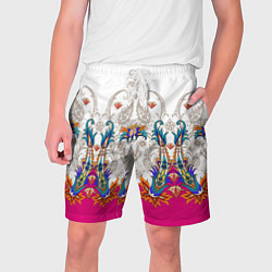 Шорты на шнурке мужские Цветочный сказочный узор, цвет: 3D-принт