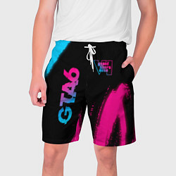 Шорты на шнурке мужские GTA6 - neon gradient вертикально, цвет: 3D-принт