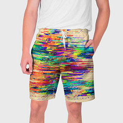 Шорты на шнурке мужские Разноцветный глитч, цвет: 3D-принт