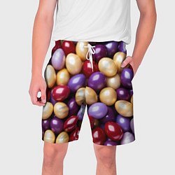 Шорты на шнурке мужские Красные и фиолетовые пасхальные яйца, цвет: 3D-принт