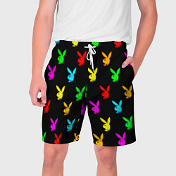 Шорты на шнурке мужские Playboy pattern неон, цвет: 3D-принт