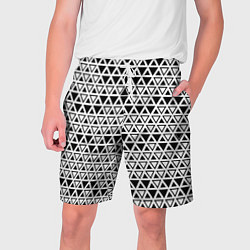 Шорты на шнурке мужские Треугольники чёрные и белые, цвет: 3D-принт
